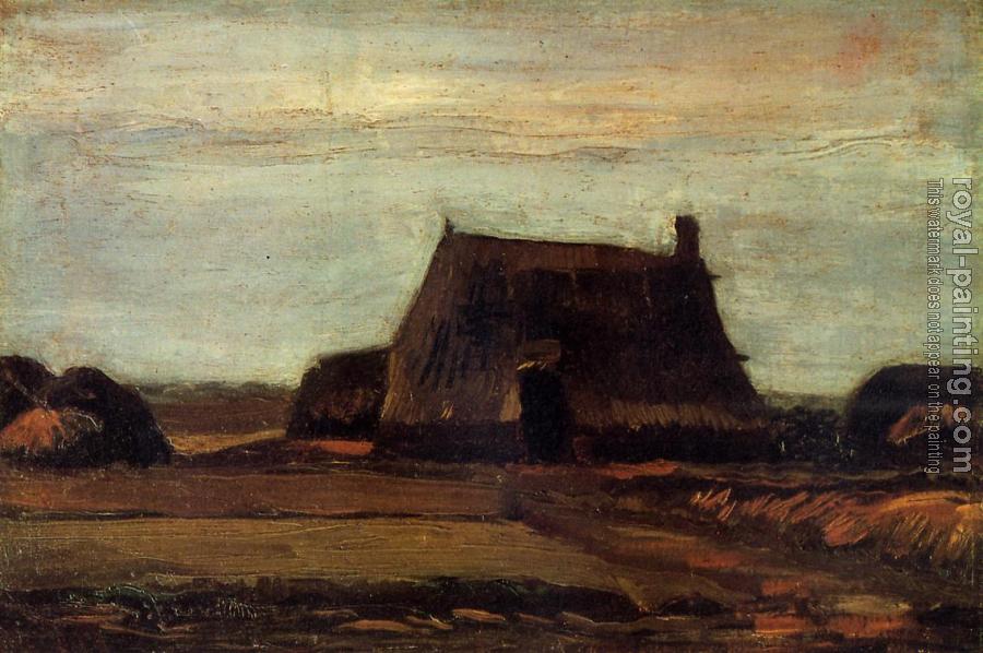 Vincent Van Gogh : Farmhouse with Peat Stacks